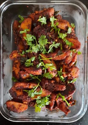 A picture of Arbi chops (Seppan-kizhangu/ Colocasia).