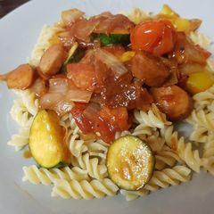 My Quick smoked Sausage & Veg in a BBQ sauce.💚 A picture of My Quick smoked Sausage & Veg in a BBQ sauce.💚.