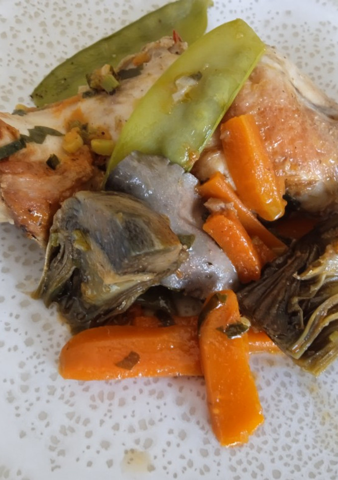 Una foto de Conejo con verduras