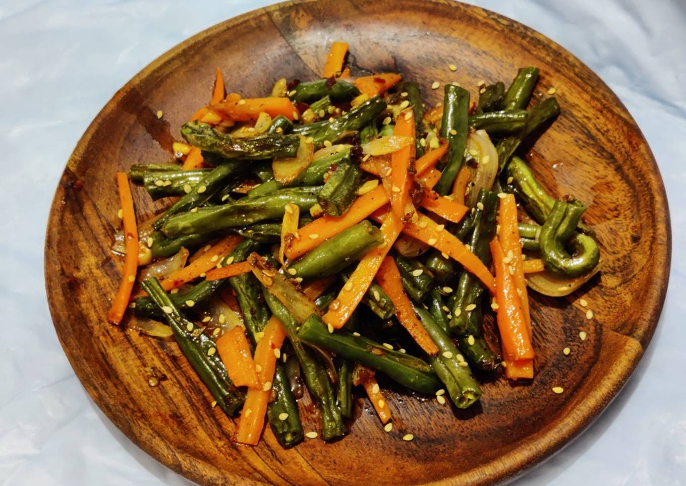 Schewan beans and carrot stir fry