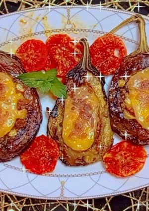 عکسی از دستور بادمجون شکم پر پنیری