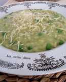 Arroz con guisantes y queso