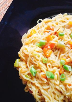 A picture of Spicy maggi noodles Indian style.