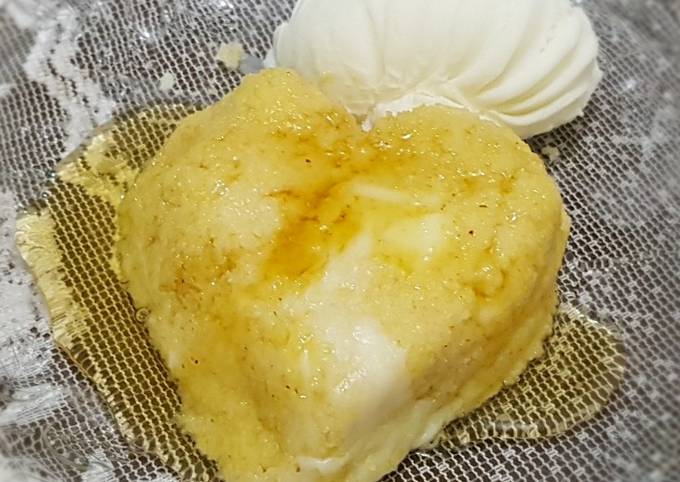 Recipe of Super Quick Homemade Semolina dessert with icecream حلوى السميد بالايس كريم