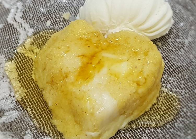 Recipe of Super Quick Homemade Semolina dessert with icecream حلوى السميد بالايس كريم