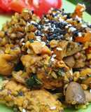 Кисло-солодка гречана каша з овочами та курочкою