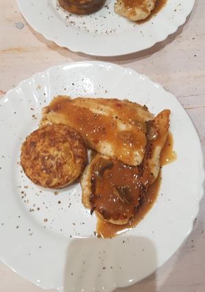 O poză a rețetei Flan de morcovii cu piept de pui grill.