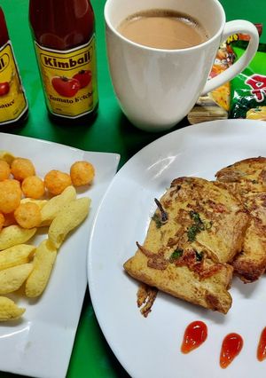A picture of Omlate Bread 🍞 my fvrt healthy breakfast 😋.