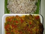 Goat meat sauce and ofada rice