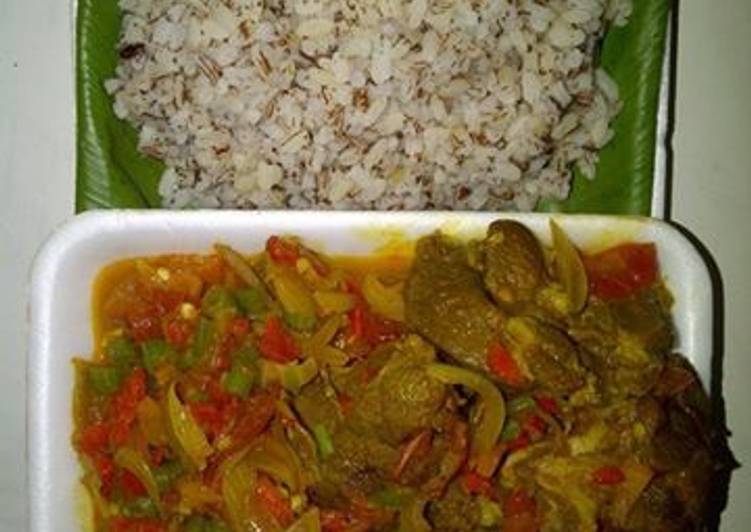 Recipe of Speedy Goat meat sauce and ofada rice