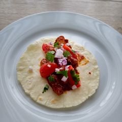 A picture of Adobe pork taco's.