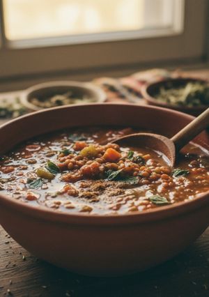 A picture of Mediterranean Silk Road Soup.