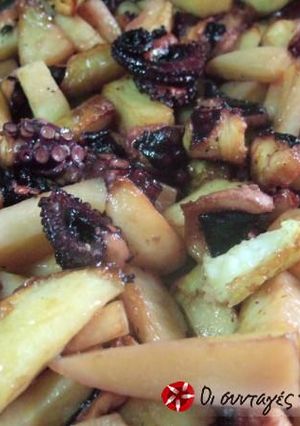 A picture of Baked Octopus with Potatoes.