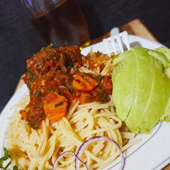 A picture of Meatballs and spaghetti.