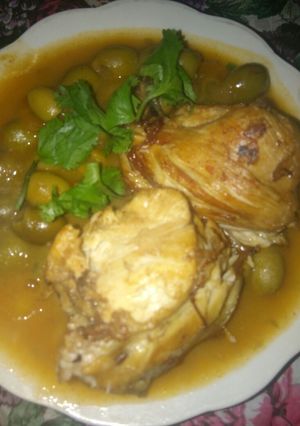 صورة لوصفة طاجين الزيتون بالدجاج المحمر😋