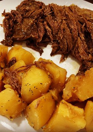 A picture of 4 Ingredient Frozen Instant Pot Roast and Potatoes.