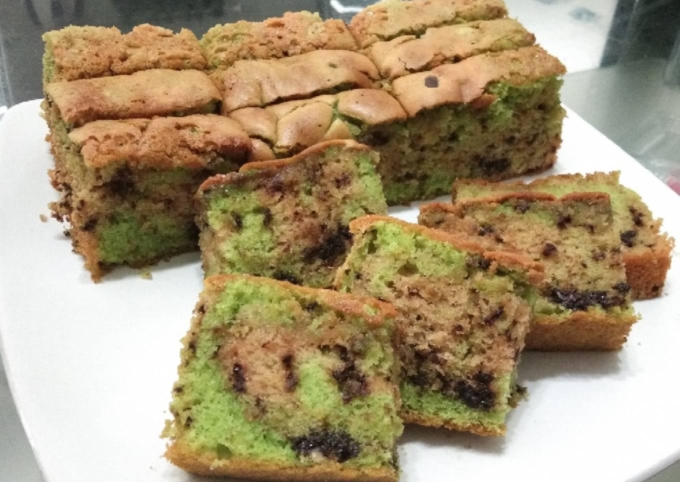 Cake pandan coklat moist irit telur