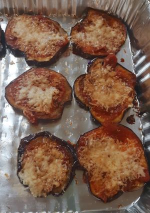 A picture of Tina's quick eggplant parmesan.
