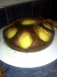 A picture of Pear and Ginger Cake with a Maple Glaze.