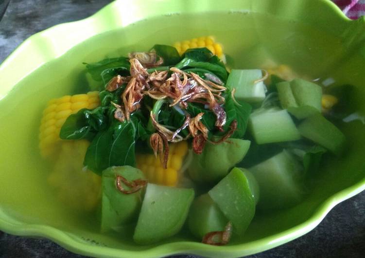 Resep Sayur bening bayam, labu dan jagung, Enak Banget