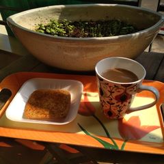 A picture of Masala Toast with Tea.