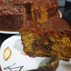 Una foto de Bizcocho de zanahoria y crema de chocolate
