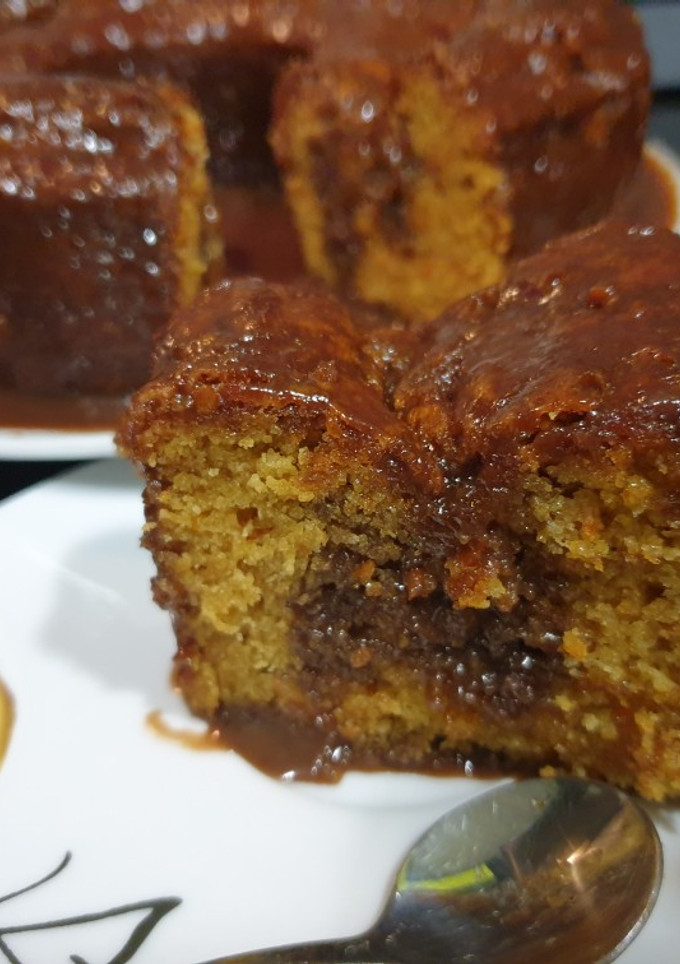 Una foto de Bizcocho de zanahoria y crema de chocolate