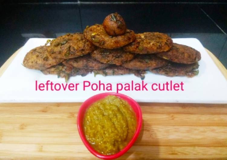 Recipe of Favorite Leftover Poha Palak Cutlet