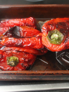 Una foto de Pimientos y berenjena asada en freidora de aire