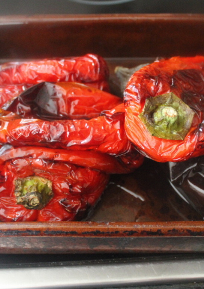 Una foto de Pimientos y berenjena asada en freidora de aire