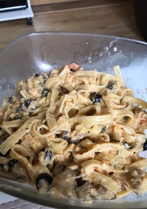 Una foto de Tagliatelle con cherry y champiñones