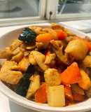 Sweet soy-sauce boiled vegetables with chicken