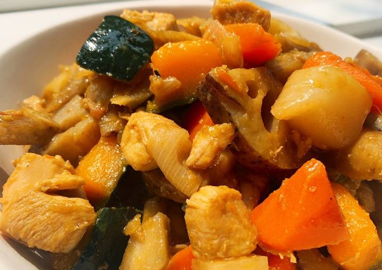 Recipe of Super Quick Homemade Sweet soy-sauce boiled vegetables with chicken