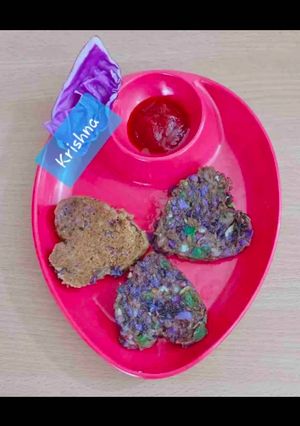 A picture of Purple cabbage and Millet flour pancake.