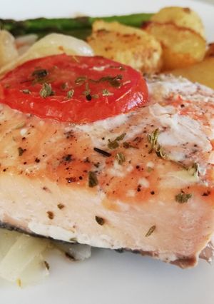 Una foto de Salmón al horno