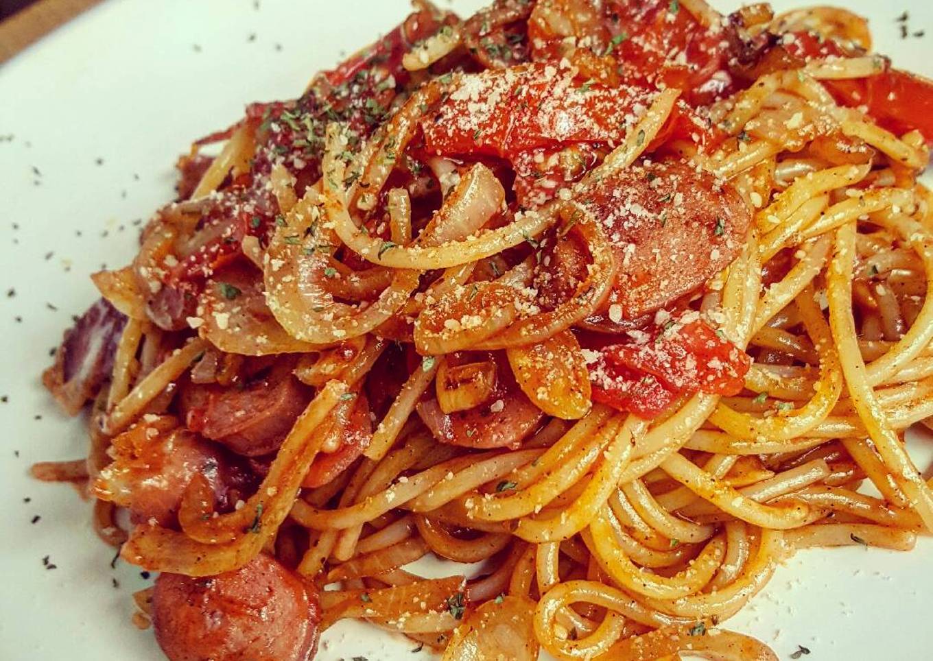 Napolitan Japanese Spaghetti with Chicken Sausage