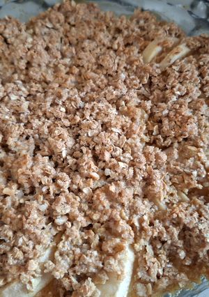 Una foto de Crumble de manzana con avena
