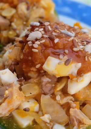 Una foto de Zapallito relleno de pollo