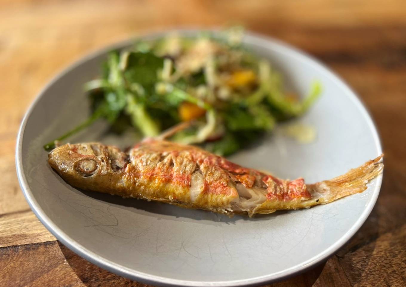 Oven roasted red mullet