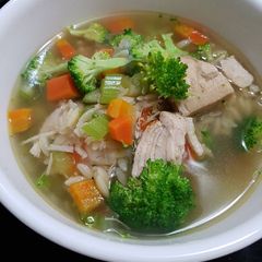 A picture of Spicy Turkey (or chicken) Orzo Soup.
