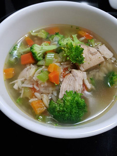 A picture of Spicy Turkey (or chicken) Orzo Soup.