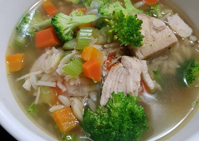 Spicy Turkey (or chicken) Orzo Soup