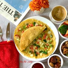 Cheesy garden omelette veg A picture of Cheesy garden omelette veg.