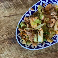 A picture of Pork, Kimchi, Cabbge saute - Leftover idea.