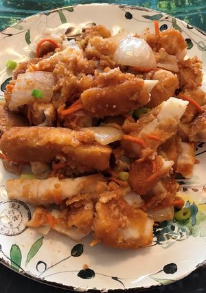 A picture of Sweet & Sour Fish sticks.