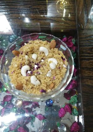 A picture of Churma with protein powder.