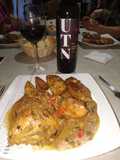 Pollo a la calabresa al disco con papas rústicas rabiosas