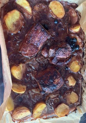 Una foto de Solomillo de cerdo al vino con pasas