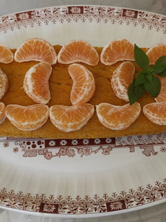 Una foto de Tarta de calabaza con gajos de naranja