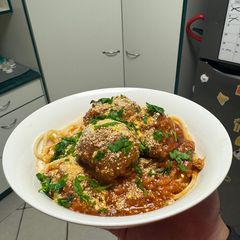 Spaghetti al Polpette in Rustic Parmigiano-Tomato Ragù (Spaghetti Meatballs) 🍝🍅🧄 A picture of Spaghetti al Polpette in Rustic Parmigiano-Tomato Ragù (Spaghetti Meatballs) 🍝🍅🧄.